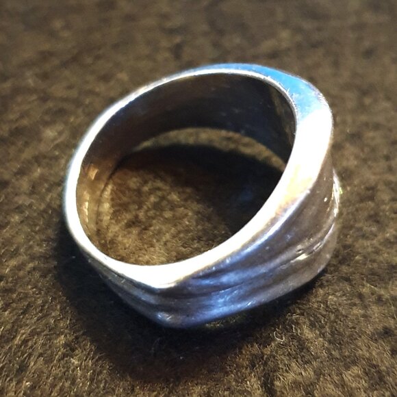 Fancy Vintage European Sterling Silver Wave Design Modernist Ring – Size 9.5 - Picture 3 of 14